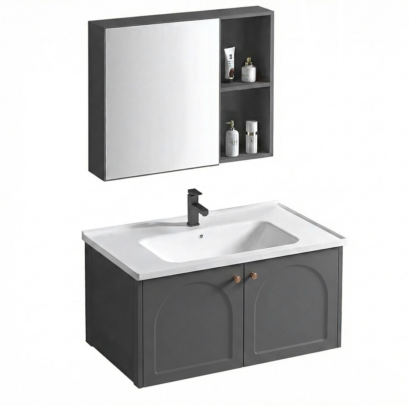 Vonios baldų komplektas su praustuvu Denver 80cm Grey 1 Vonios baldų komplektas su praustuvu Denver 80cm Grey 1