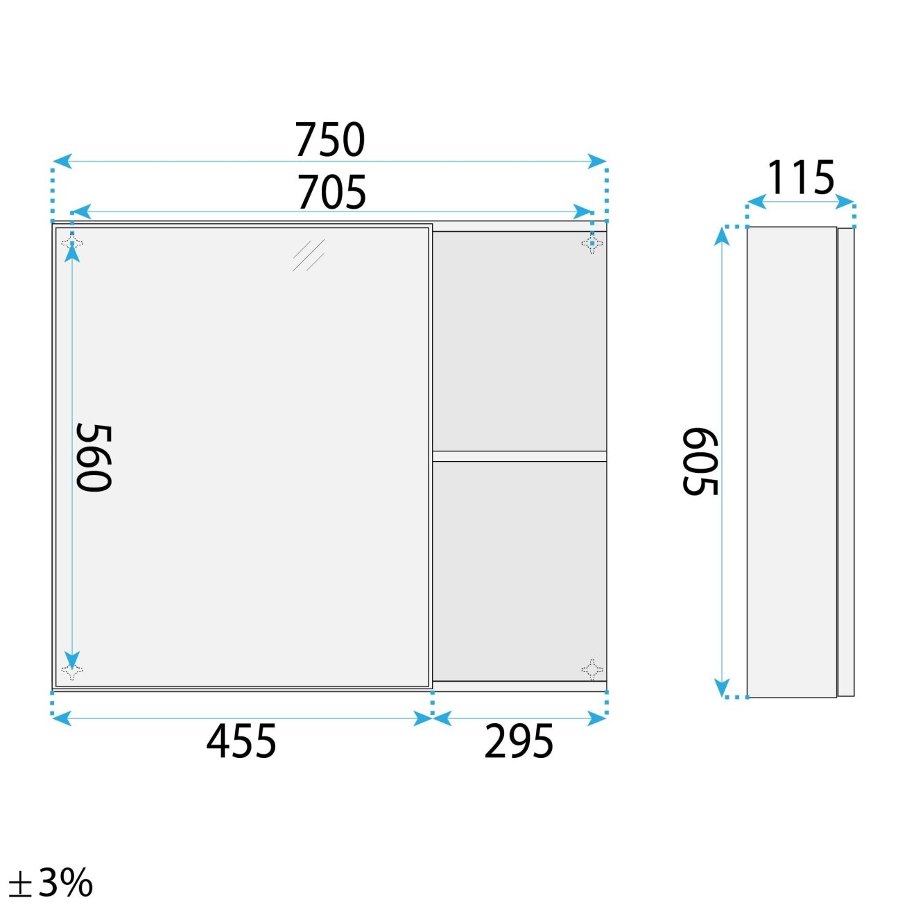 Vonios baldų komplektas su praustuvu Denver 80cm Grey 7