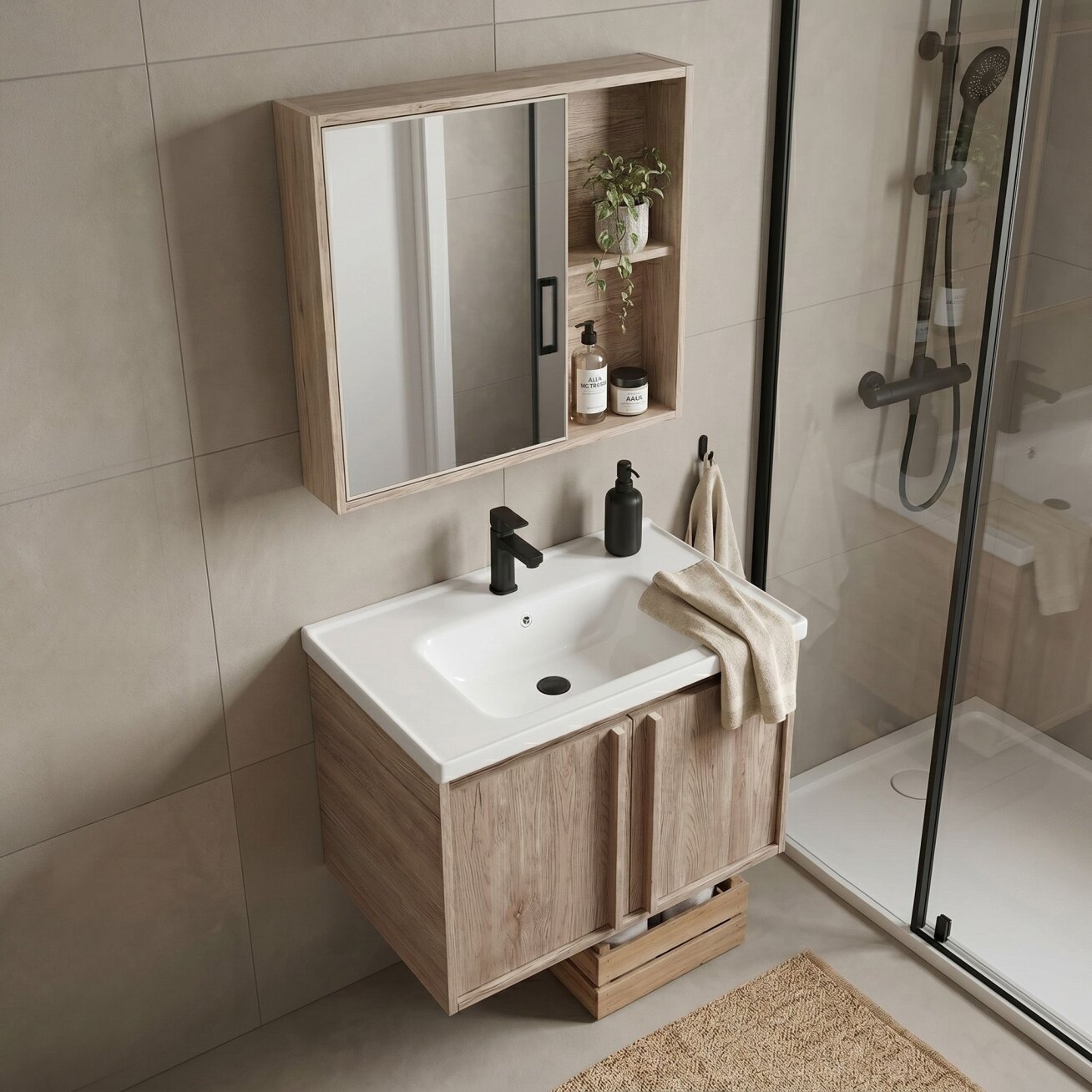 Vonios baldų komplektas su praustuvu Gama T25023 QHM 60CM 2 Vonios baldų komplektas su praustuvu Gama T25023 QHM 60CM 2