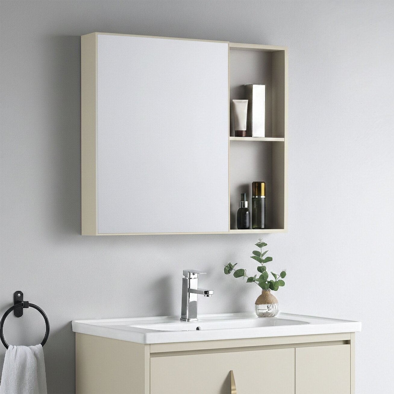 Vonios baldų komplektas su praustuvu Paris 60cm Beige 2 Vonios baldų komplektas su praustuvu Paris 60cm Beige 2