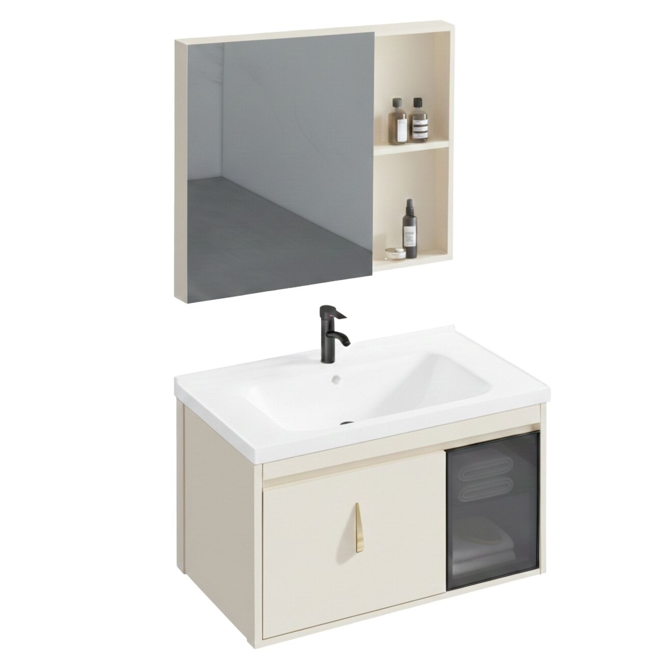 Vonios baldų komplektas su praustuvu Paris 60cm Beige 5