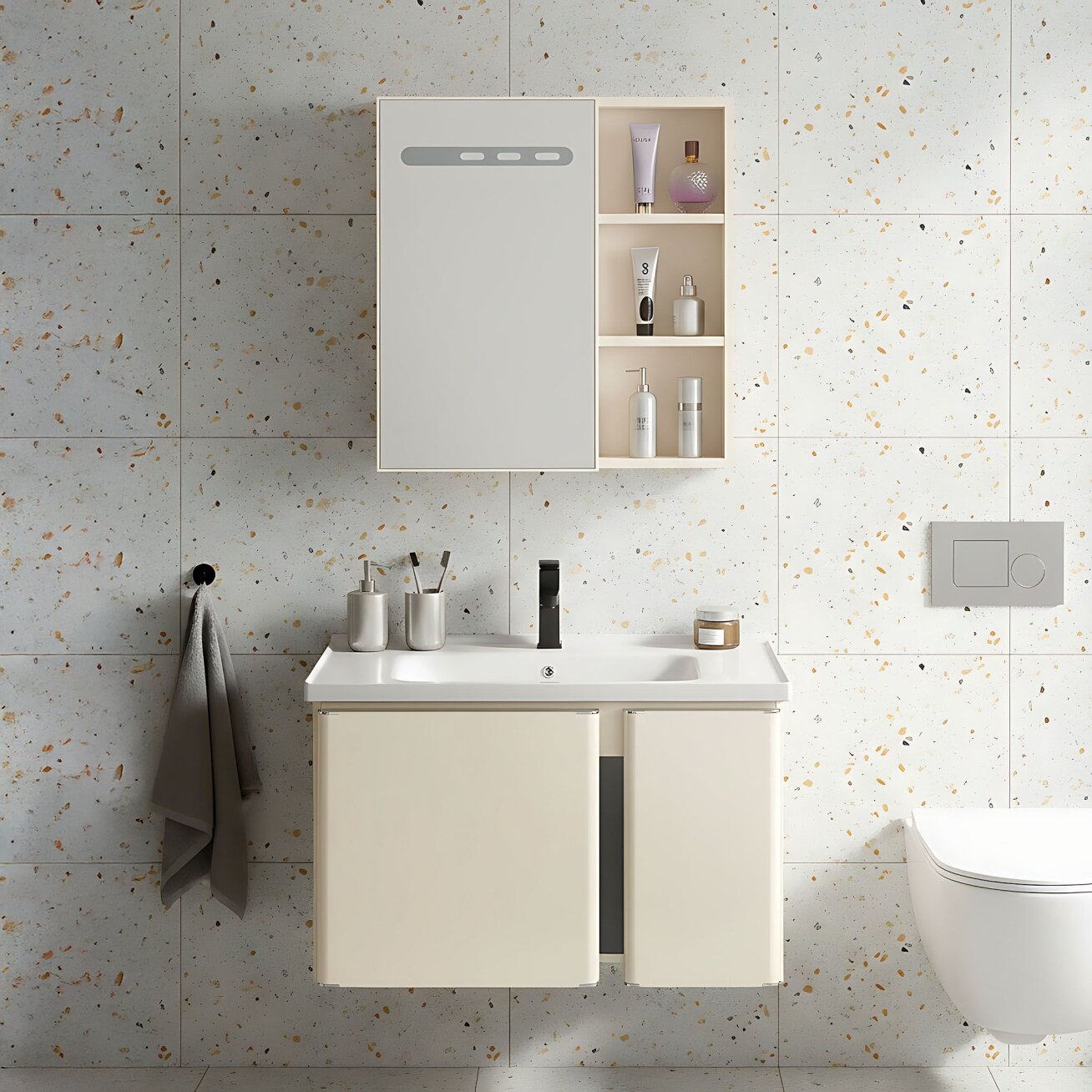 Vonios baldų komplektas su praustuvu Tula 60cm Beige Vonios baldų komplektas su praustuvu Tula 60cm Beige