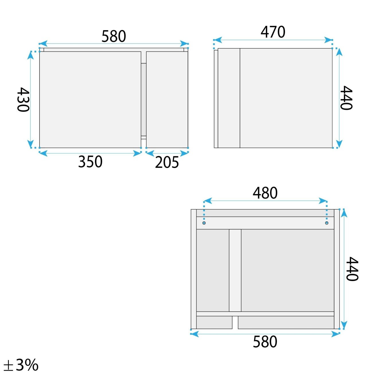 Vonios baldų komplektas su praustuvu Tula 60cm Grey 6 Vonios baldų komplektas su praustuvu Tula 60cm Grey 6