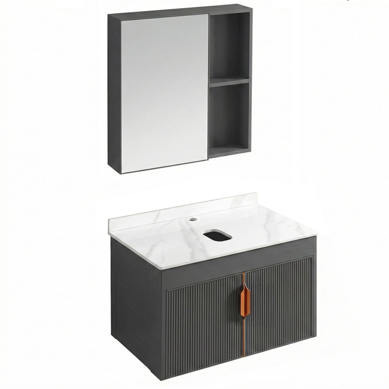 Vonios baldų komplektas su stalviršiu Modo 60cm Grey 6 Vonios baldų komplektas su stalviršiu Modo 60cm Grey 6