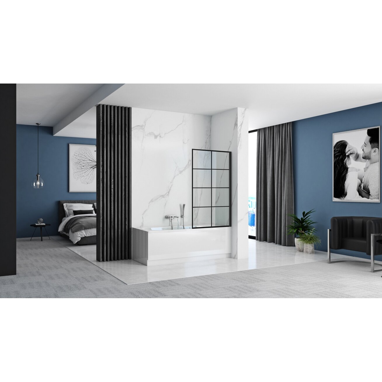 Vonios sienelė Lagos-1 Fix 80 Black 3