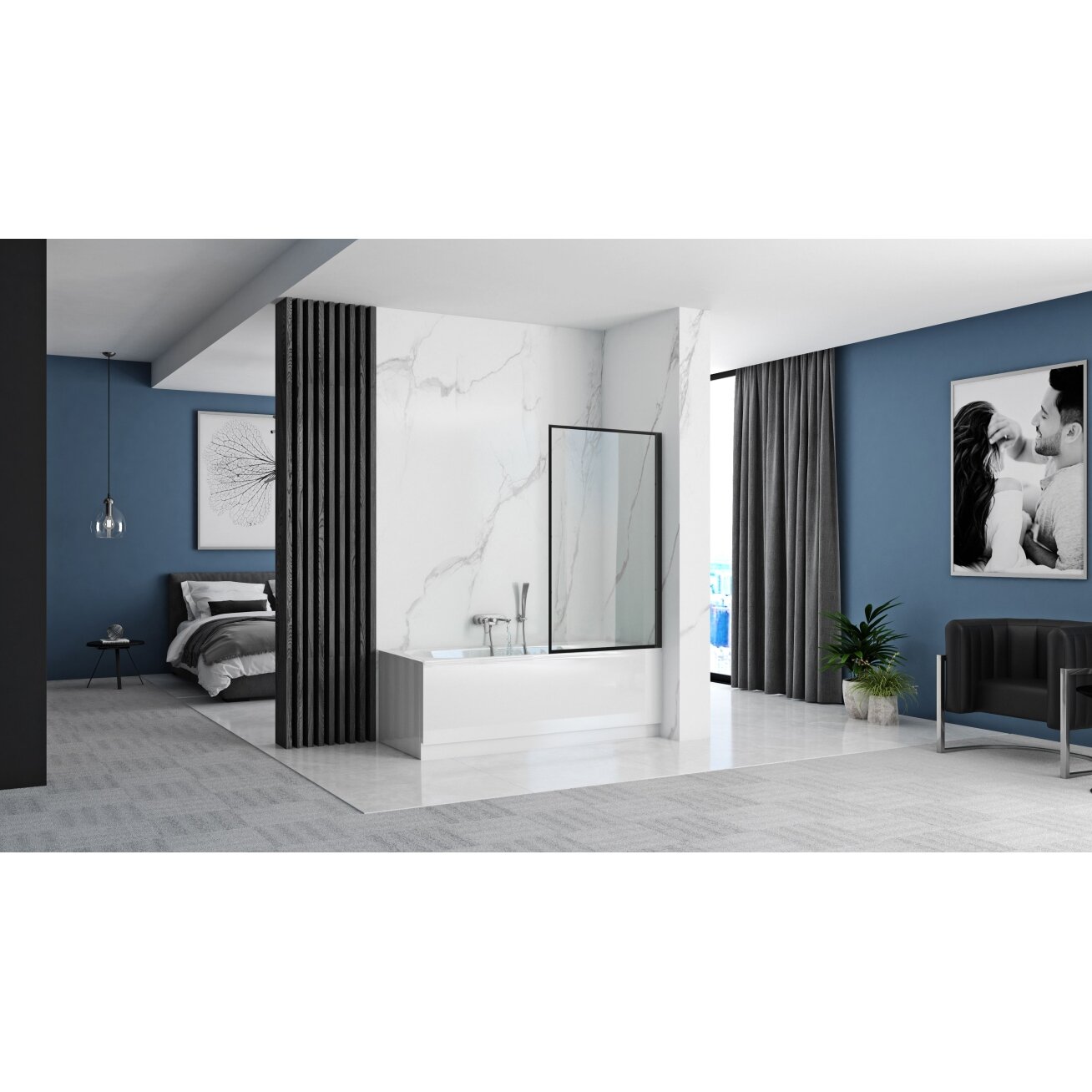 Vonios sienelė Lagos Fix 80 Black 2