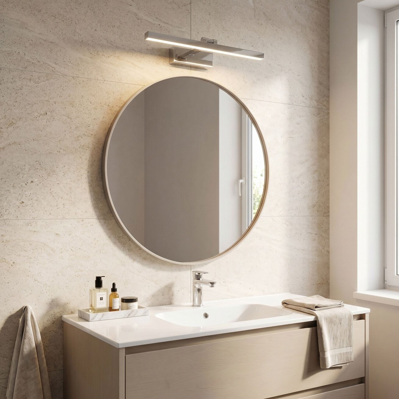 Vonios sieninis LED šviestuvas APP1857-1W 40cm Chrome 1