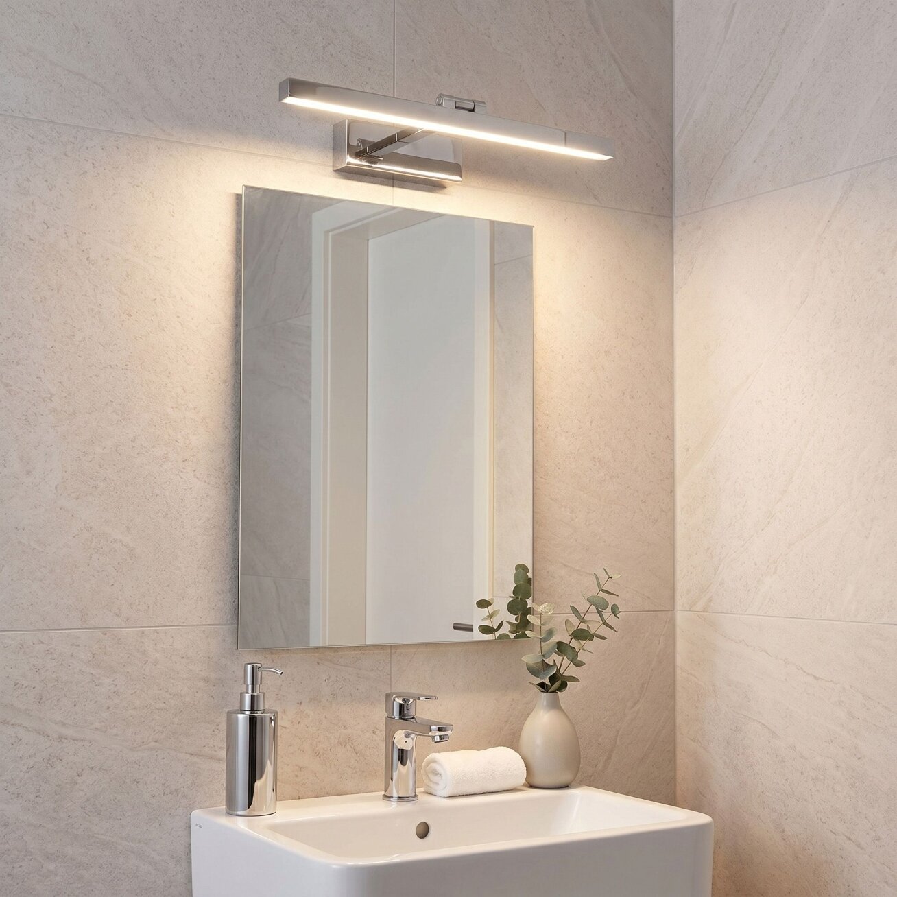 Vonios sieninis LED šviestuvas APP1858-1W 60 cm Chrome 5 Vonios sieninis LED šviestuvas APP1858-1W 60 cm Chrome 5