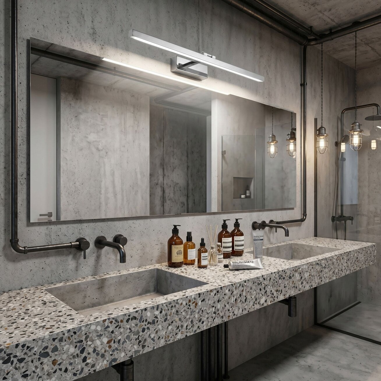Vonios sieninis LED šviestuvas APP1859-1W 80 cm Chrome 3