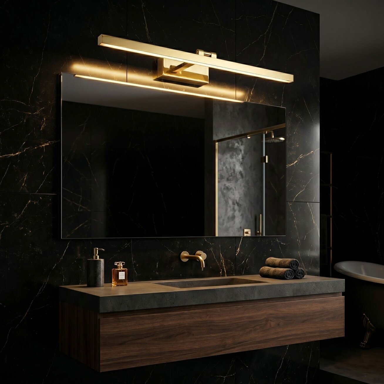 Vonios sieninis LED šviestuvas APP1862-1W 80 cm GOLD 5
