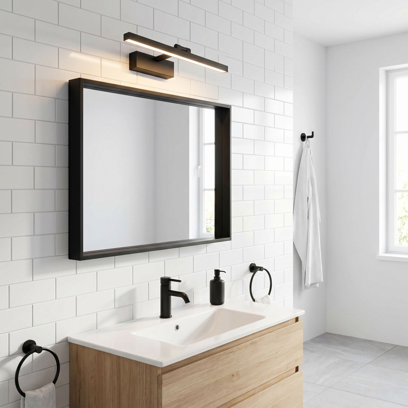 Vonios sieninis LED šviestuvas APP1866-1W 40 cm Black 1 Vonios sieninis LED šviestuvas APP1866-1W 40 cm Black 1