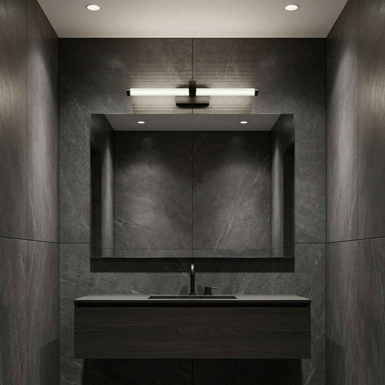 Vonios sieninis LED šviestuvas APP1887-1W 40cm BLACK 1 Vonios sieninis LED šviestuvas APP1887-1W 40cm BLACK 1