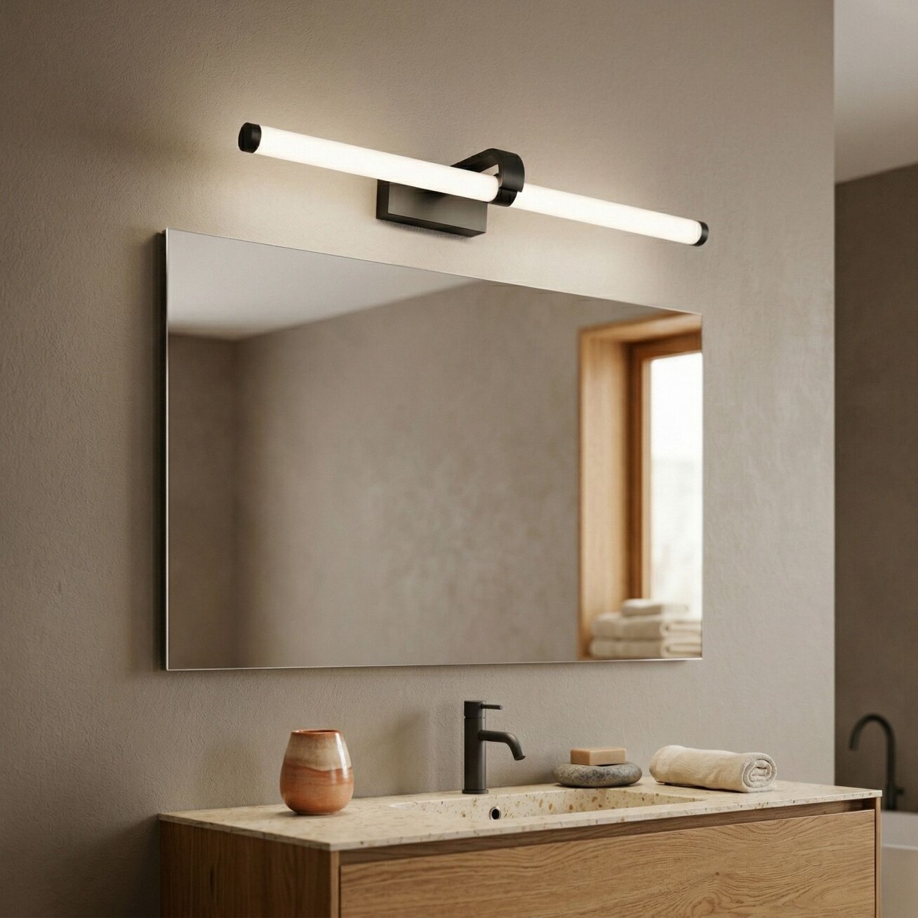 Vonios sieninis LED šviestuvas APP1888-1W 60cm BLACK 6 Vonios sieninis LED šviestuvas APP1888-1W 60cm BLACK 6