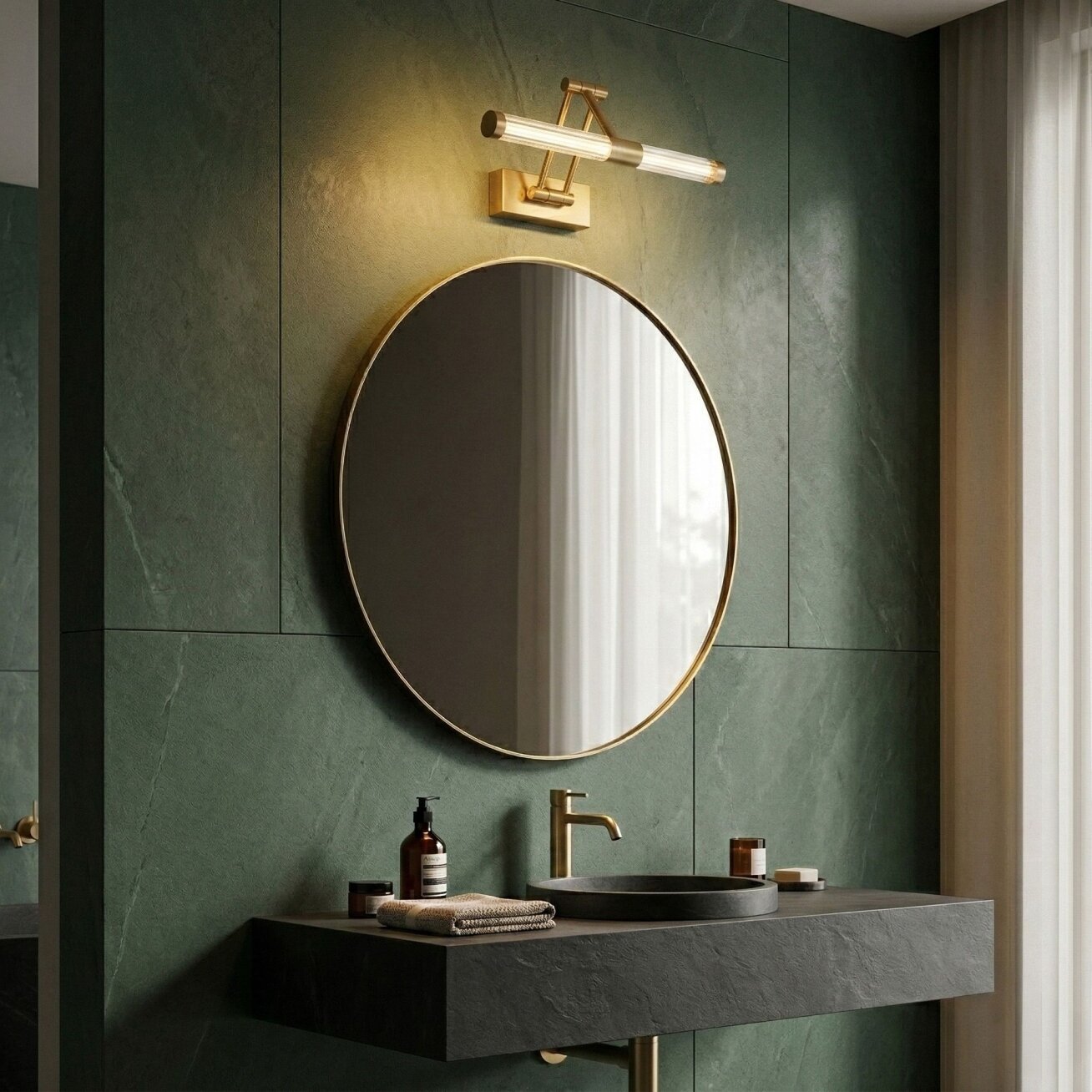 Vonios sieninis LED šviestuvas APP1899-1W 40cm BRUSH GOLD 2 Vonios sieninis LED šviestuvas APP1899-1W 40cm BRUSH GOLD 2