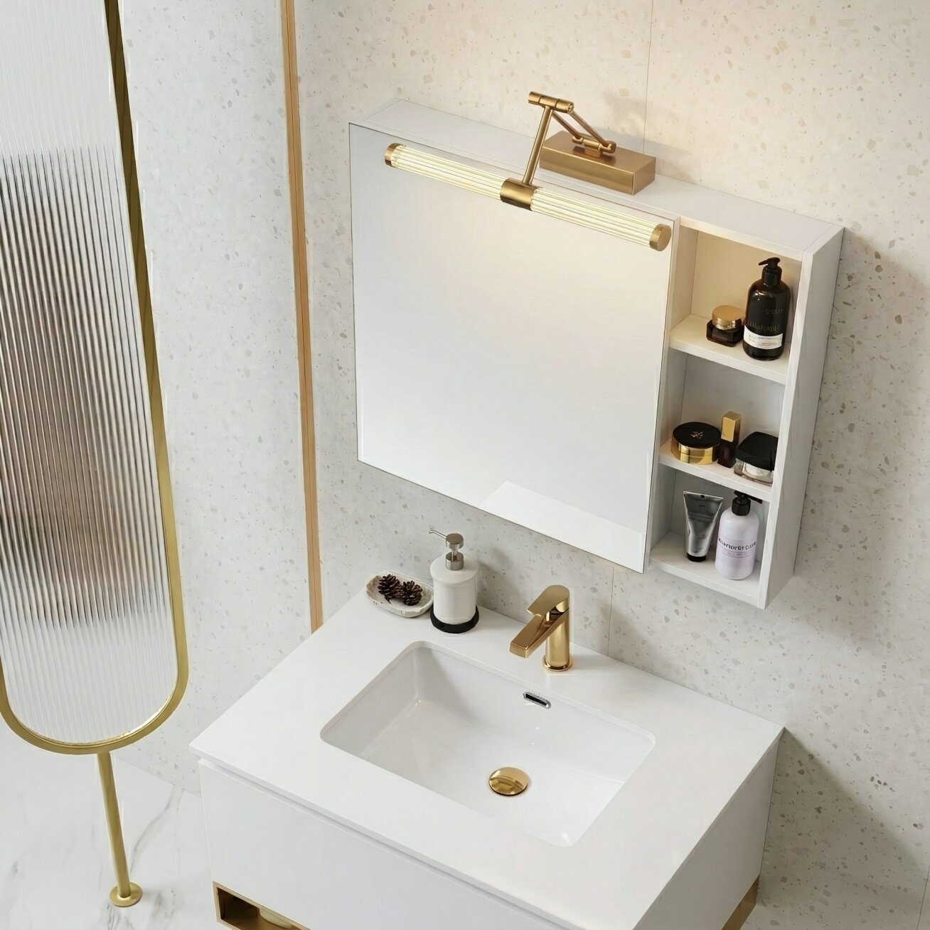 Vonios sieninis LED šviestuvas APP1899-1W 40cm BRUSH GOLD 4 Vonios sieninis LED šviestuvas APP1899-1W 40cm BRUSH GOLD 4