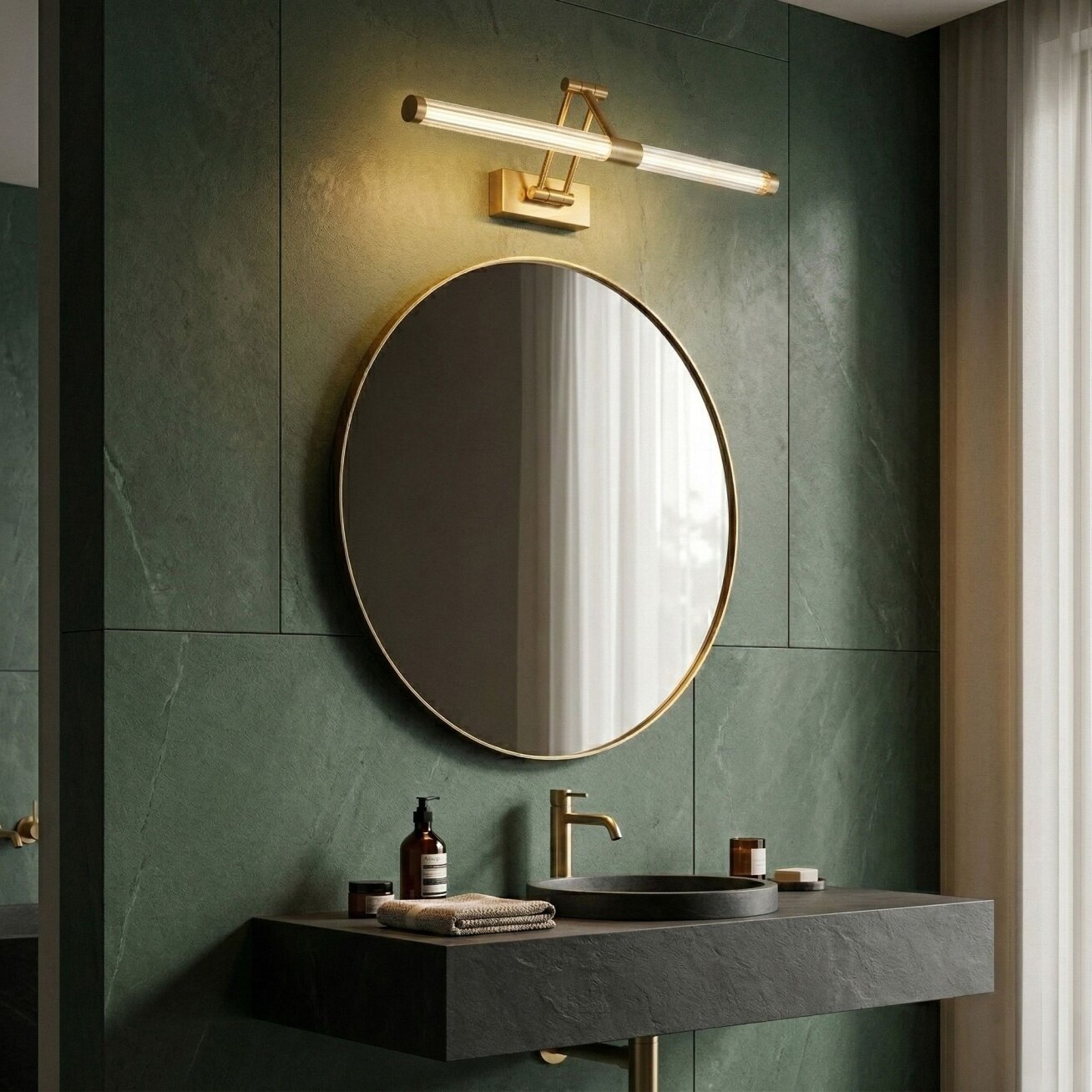 Vonios sieninis LED šviestuvas APP1900-1W 60cm BRUSH GOLD 2 Vonios sieninis LED šviestuvas APP1900-1W 60cm BRUSH GOLD 2