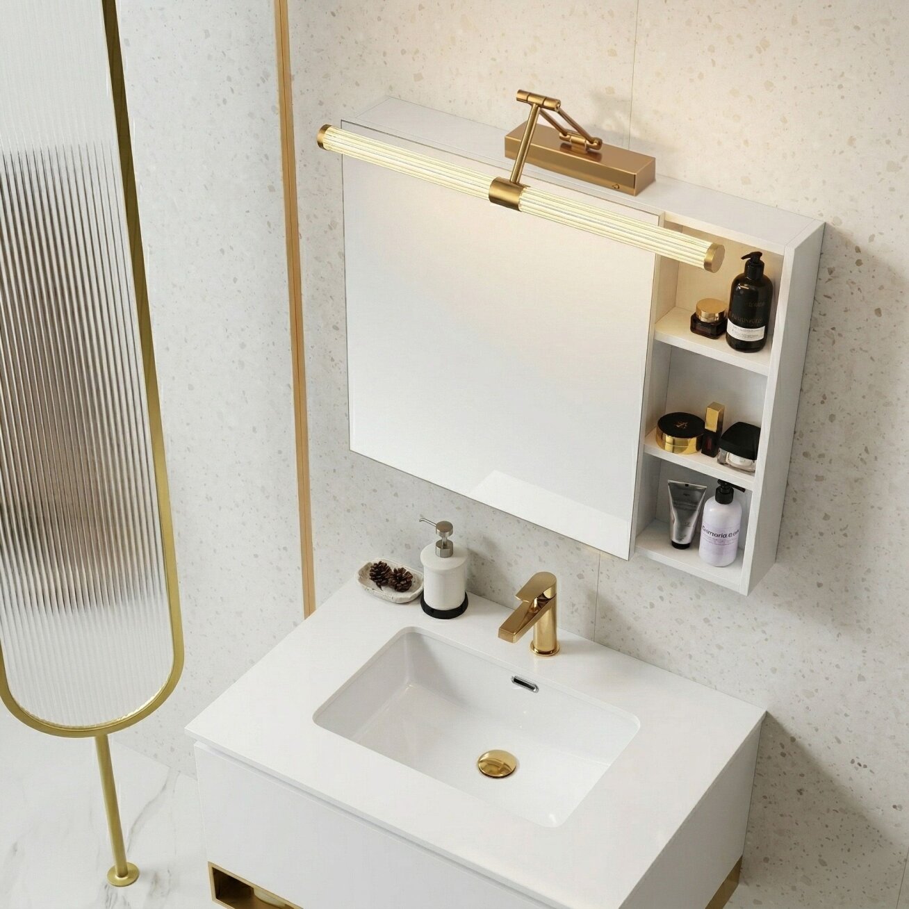 Vonios sieninis LED šviestuvas APP1900-1W 60cm BRUSH GOLD 5 Vonios sieninis LED šviestuvas APP1900-1W 60cm BRUSH GOLD 5