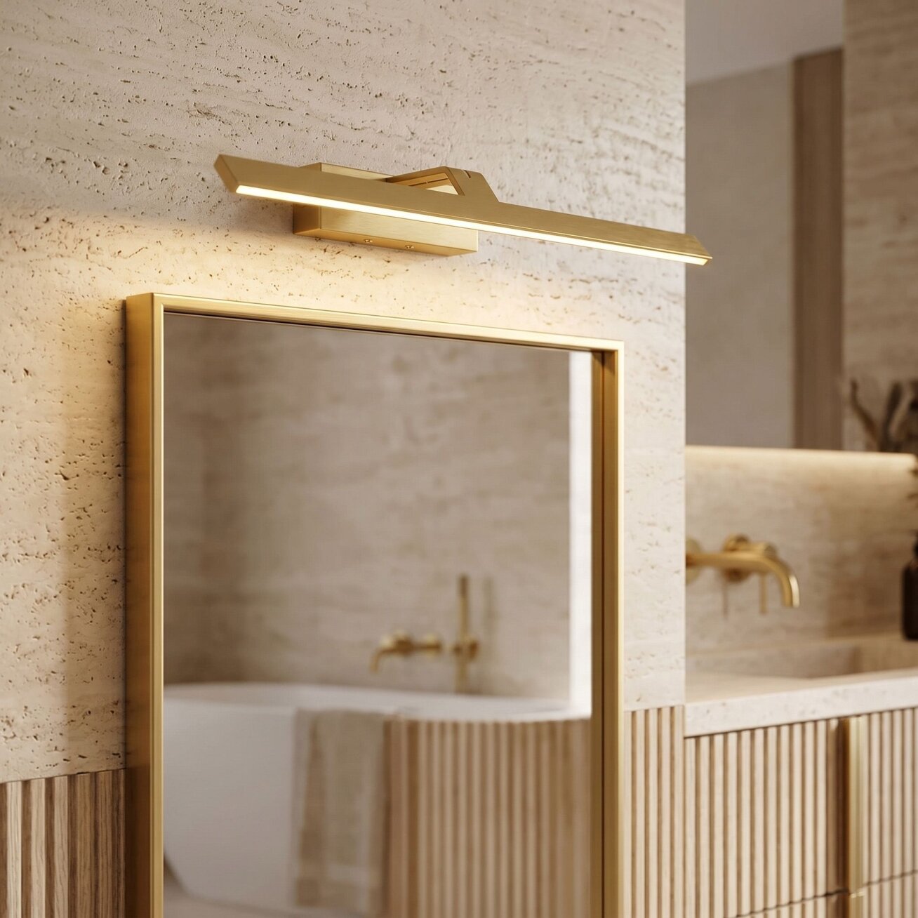 Vonios sieninis LED šviestuvas SWE004-1W 43cm GOLD 4 Vonios sieninis LED šviestuvas SWE004-1W 43cm GOLD 4