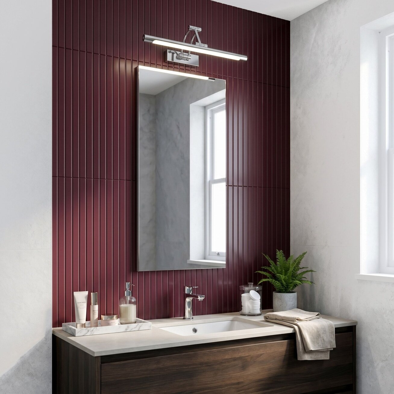 Vonios sieninis LED šviestuvas SWE016-1W 42cm Chrome 8 Vonios sieninis LED šviestuvas SWE016-1W 42cm Chrome 8