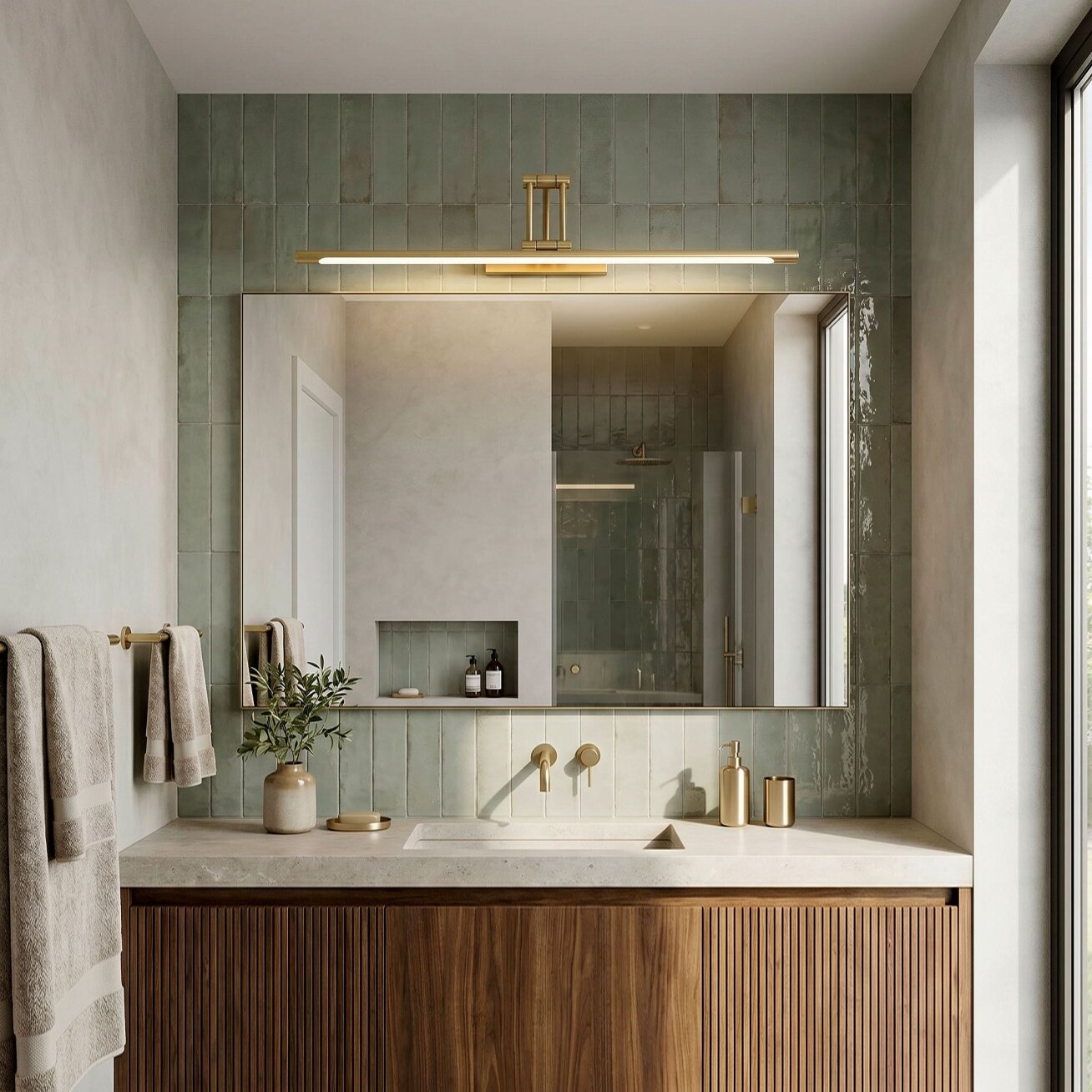 Vonios sieninis LED šviestuvas SWE024-1W 80cm Brush Gold 5