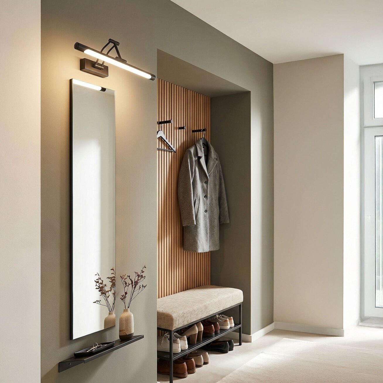Vonios sieninis LED šviestuvas SWE025-1W 42cm Black 4 Vonios sieninis LED šviestuvas SWE025-1W 42cm Black 4