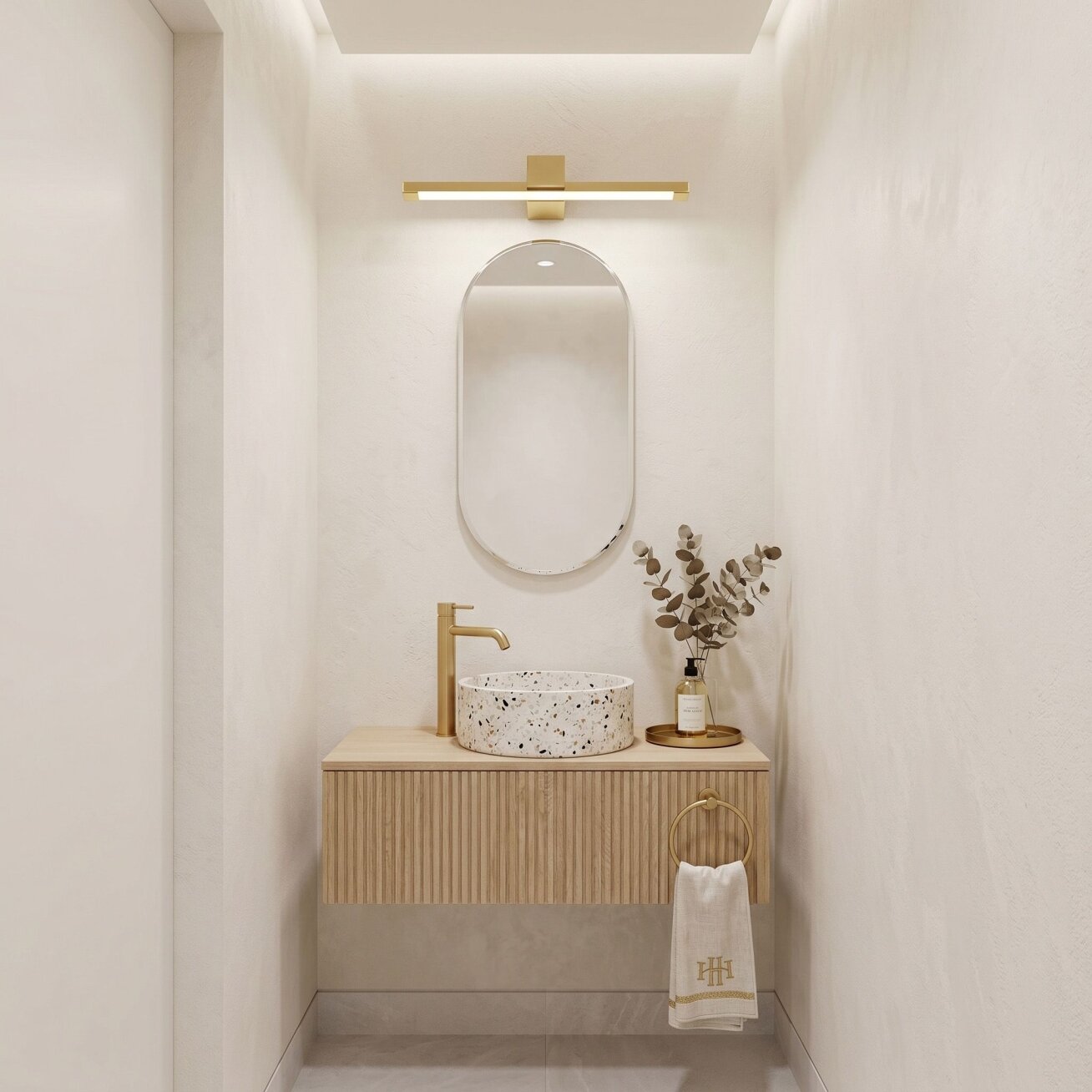 Vonios sieninis LED šviestuvas SWE044-1W 60cm GOLD 10 Vonios sieninis LED šviestuvas SWE044-1W 60cm GOLD 10