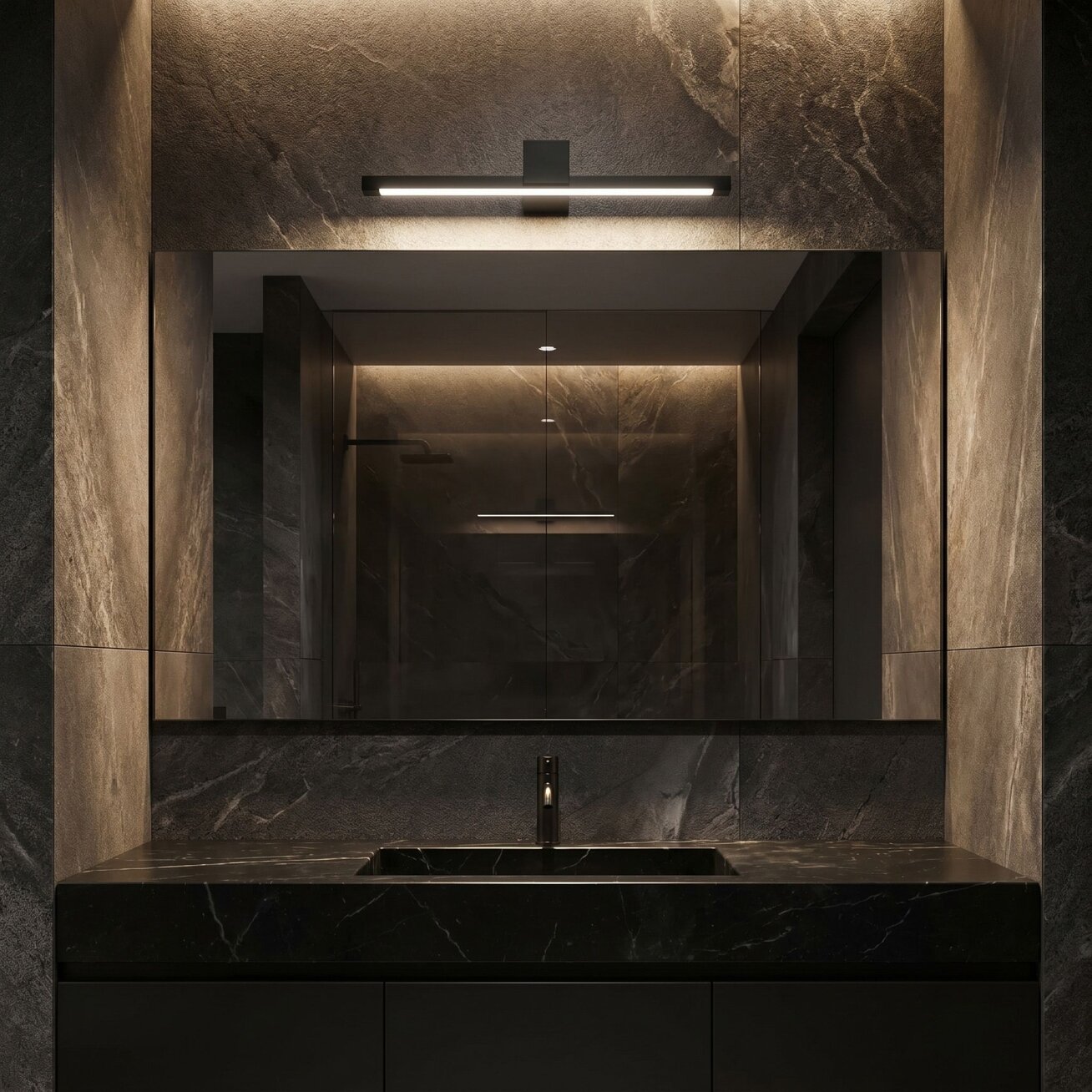 Vonios sieninis LED šviestuvas SWE049-1W 40 cm Black 3 Vonios sieninis LED šviestuvas SWE049-1W 40 cm Black 3