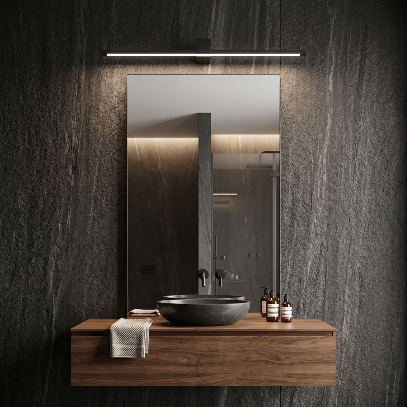Vonios sieninis LED šviestuvas SWE051-1W 80 cm Black 5 Vonios sieninis LED šviestuvas SWE051-1W 80 cm Black 5