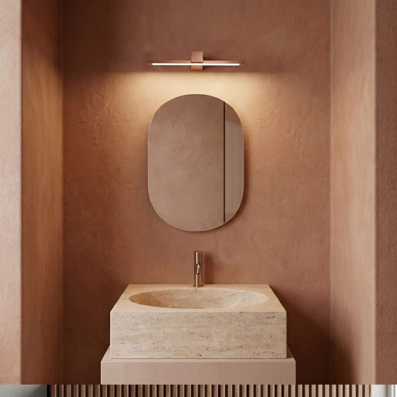 Vonios sieninis LED šviestuvas SWE052-1W 40cm COPPER BRUSH 7