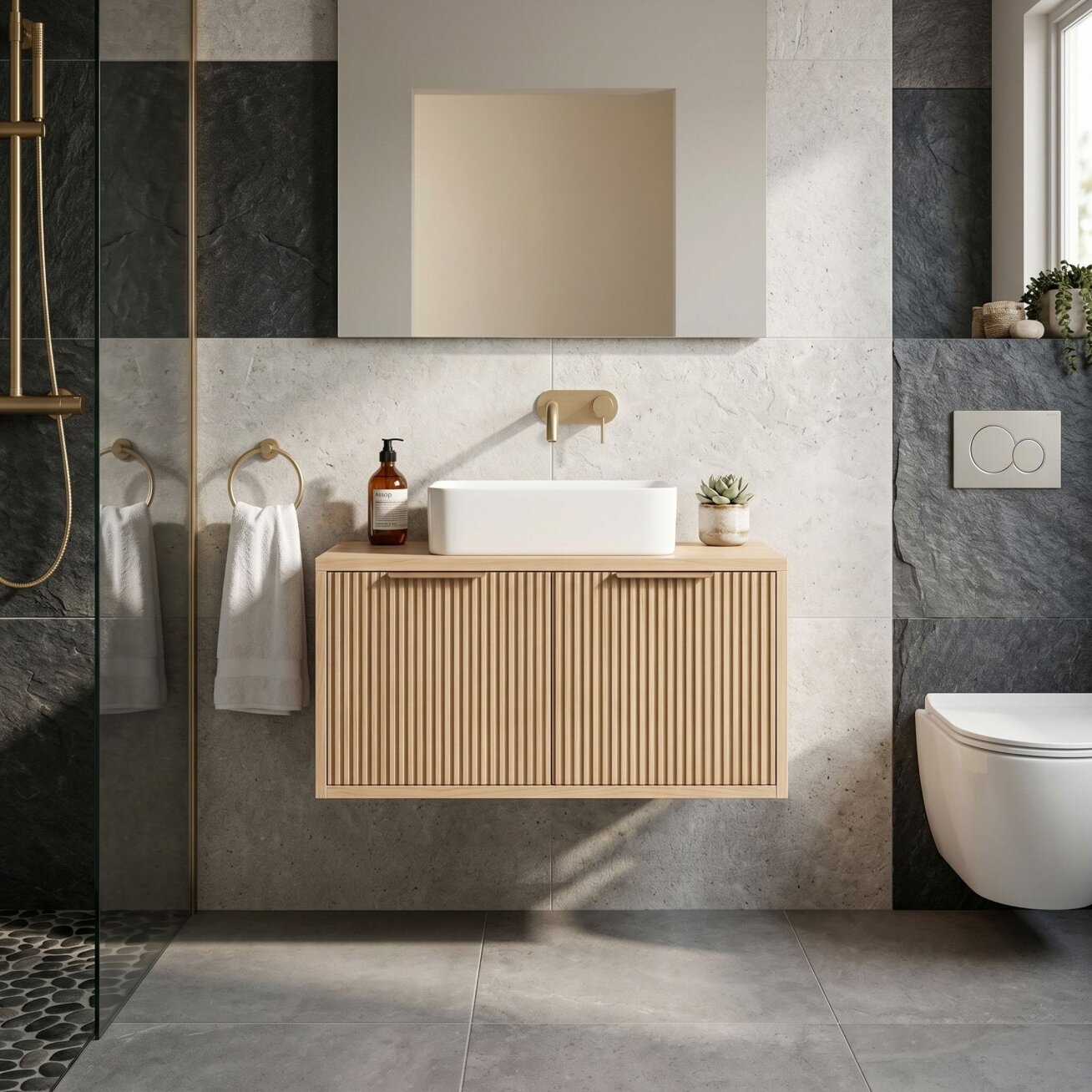 Vonios spintelė po praustuvu Core 80cm Beige 2 Vonios spintelė po praustuvu Core 80cm Beige 2
