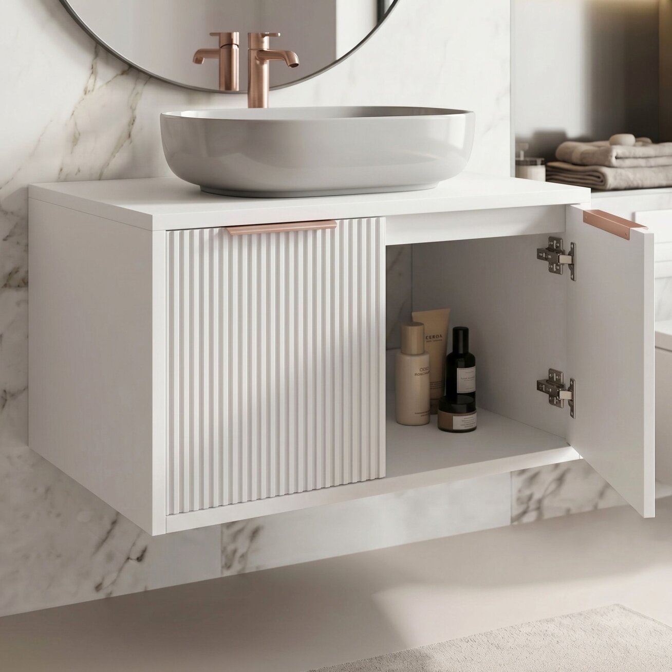 Vonios spintelė po praustuvu Core 80cm White 3 Vonios spintelė po praustuvu Core 80cm White 3