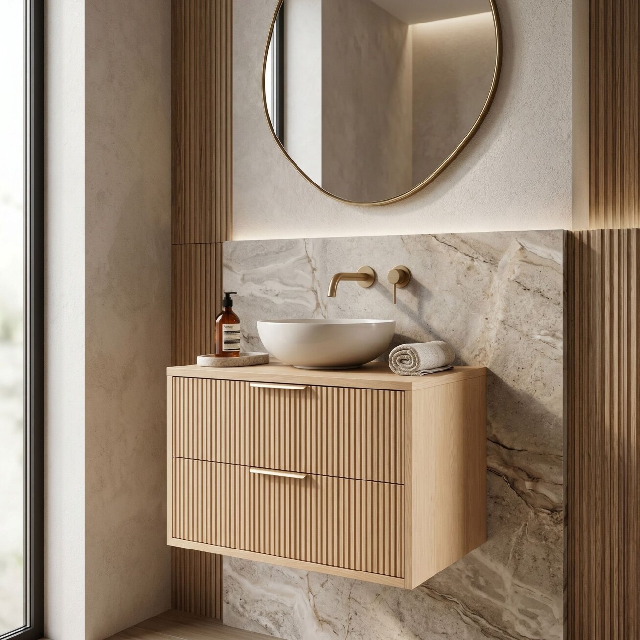 Vonios spintelė po praustuvu Mono 60cm Beige 2 Vonios spintelė po praustuvu Mono 60cm Beige 2
