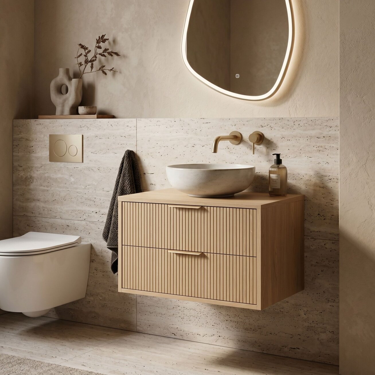 Vonios spintelė po praustuvu Mono 80cm Beige 2 Vonios spintelė po praustuvu Mono 80cm Beige 2