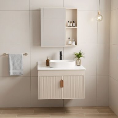 Vonios baldų komplektas su stalviršiu Modo 60cm Beige