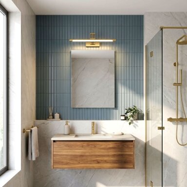 Vonios sieninis LED šviestuvas SWE022-1W 42cm Brush Gold