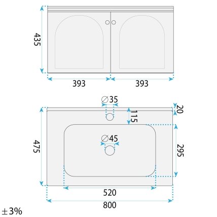 Vonios baldų komplektas su praustuvu Denver 80cm Grey 6 Vonios baldų komplektas su praustuvu Denver 80cm Grey 6
