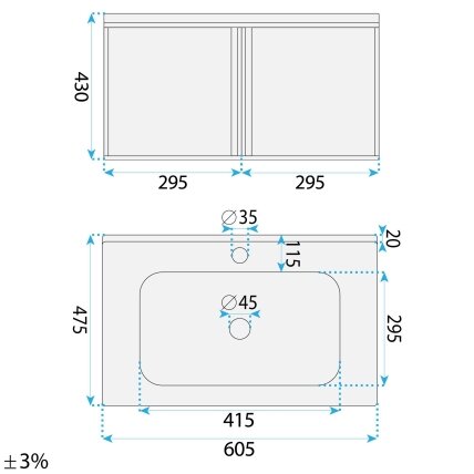 Vonios baldų komplektas su praustuvu Gama T25023 KJM 60CM 8