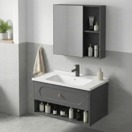 Vonios baldų komplektas su praustuvu River 60cm Grey 2