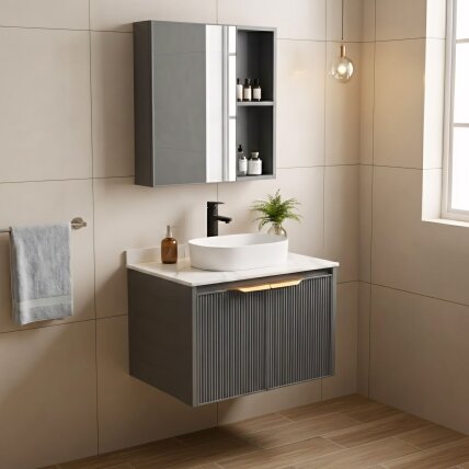 Vonios baldų komplektas su stalviršiu Marti 60cm Grey 2 Vonios baldų komplektas su stalviršiu Marti 60cm Grey 2