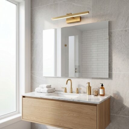 Vonios sieninis LED šviestuvas APP1865-1W 80 cm BRUSH GOLD 7 Vonios sieninis LED šviestuvas APP1865-1W 80 cm BRUSH GOLD 7