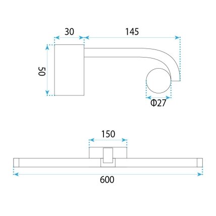 Vonios sieninis LED šviestuvas APP1888-1W 60cm BLACK 5 Vonios sieninis LED šviestuvas APP1888-1W 60cm BLACK 5