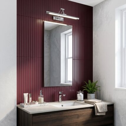 Vonios sieninis LED šviestuvas SWE016-1W 42cm Chrome 8 Vonios sieninis LED šviestuvas SWE016-1W 42cm Chrome 8