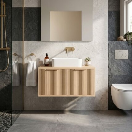 Vonios spintelė po praustuvu Core 80cm Beige 2 Vonios spintelė po praustuvu Core 80cm Beige 2