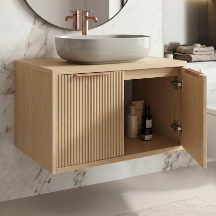 Vonios spintelė po praustuvu Core 80cm Beige 4 Vonios spintelė po praustuvu Core 80cm Beige 4